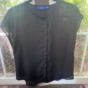 Apt. 9 Black Boxy Cap Sleeve Blouse